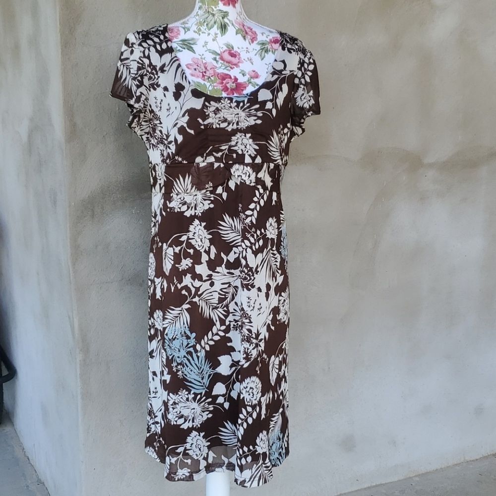Cato brown and white floral printed dress